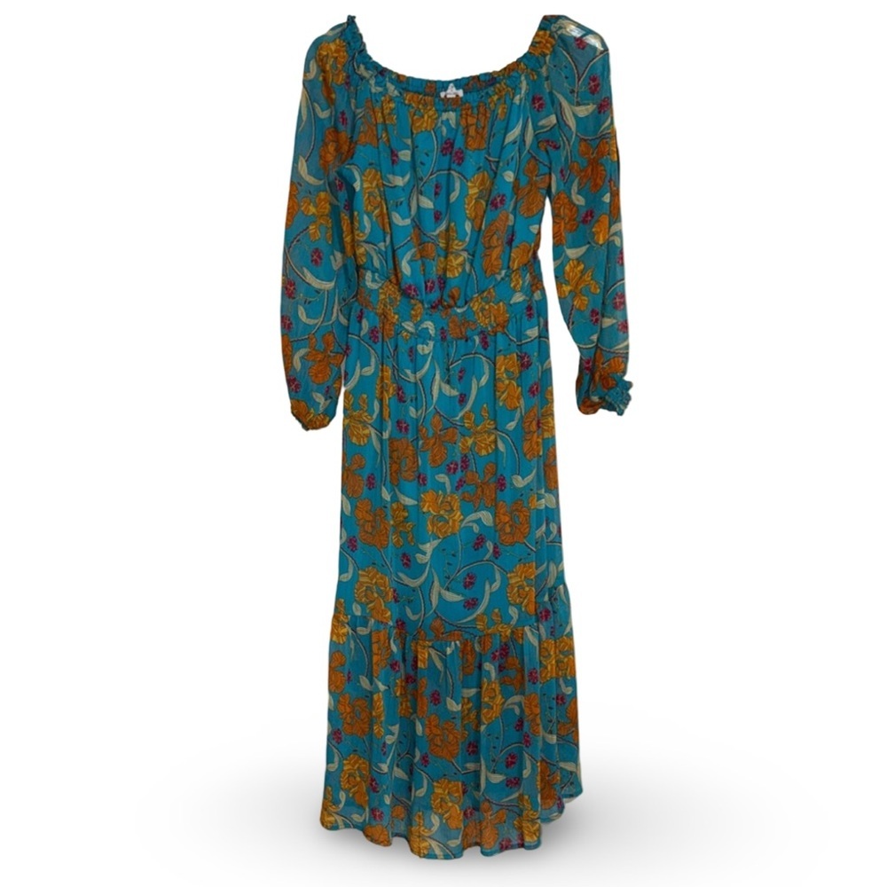 Sofia by Sofia Vergara Blue and Orange Floral Dress size small - Picture 2 of 5